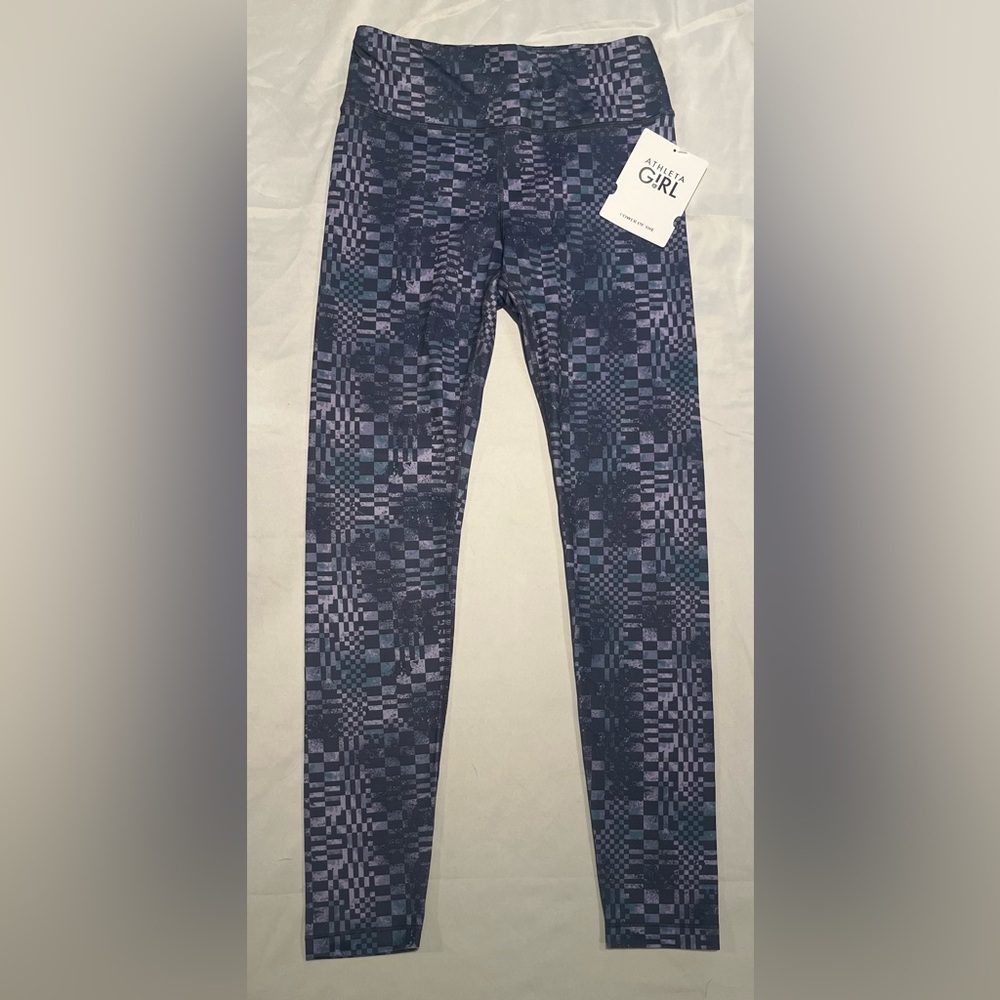 Athleta Girl Checkered Leggings in Blue and Purple